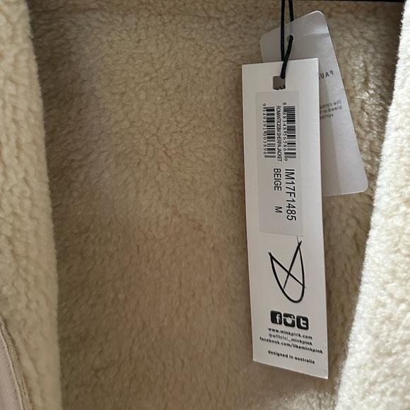 MINKPINK FAUX LINED SHEARLING & SUEDE SHEEPSKIN SHERPA JACKET 🤍 - Picture 2 of 4